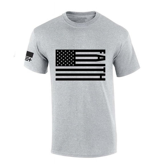 Trenz Shirt Company Mens Christian Tshirt Patriotic American Flag Faith Jesus Short Sleeve T-shirt-Sports Grey-large