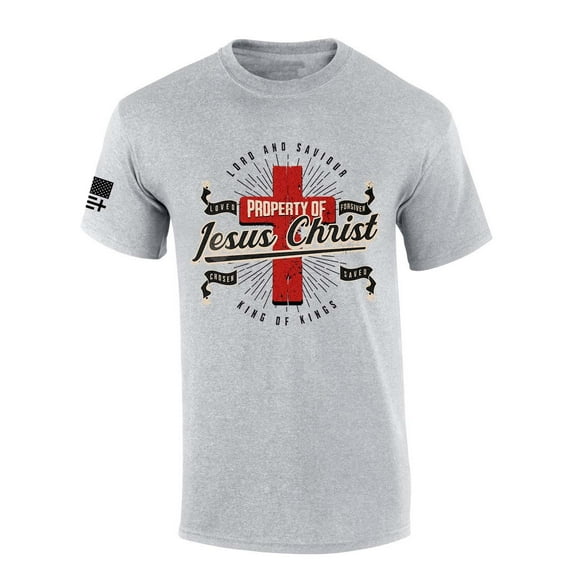 Trenz Shirt Company Mens Christian Tshirt Property of Jesus Christ Loved Forgiven Chosen Saved Short Sleeve T-shirt-Sports Grey-large