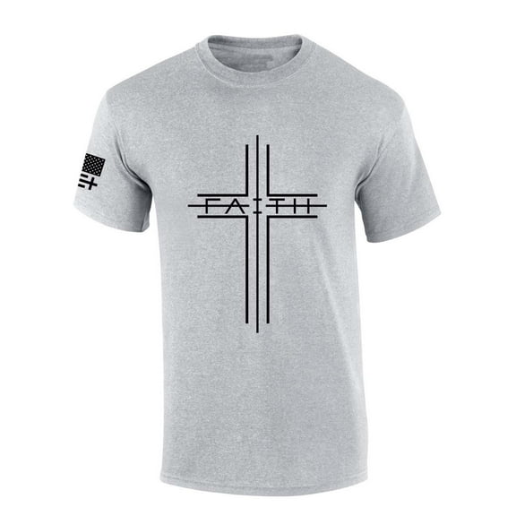 Trenz Shirt Company Mens Christian Tshirt Simple Faith Cross Jesus Christ Short Sleeve T-shirt Faith Tee-Sports Grey-xl