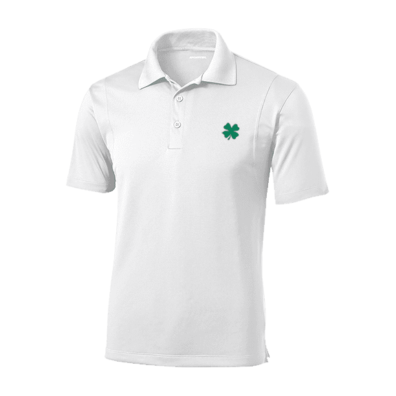 Trenz Shirt Company Mens Clover Crest Embroidered Golf Polo-White-xxl