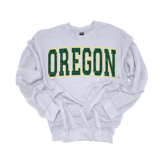 Trenz Shirt Company Mens College Football Varsity Team Name Crewneck Sweatshirt-Oregon-X-Large