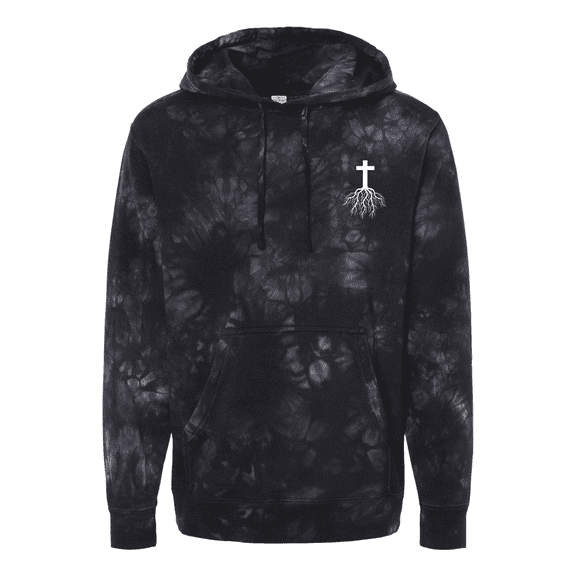 Trenz Shirt Company Mens Cross Root Crest Christian Tie-Dye Hoodie-Black-small