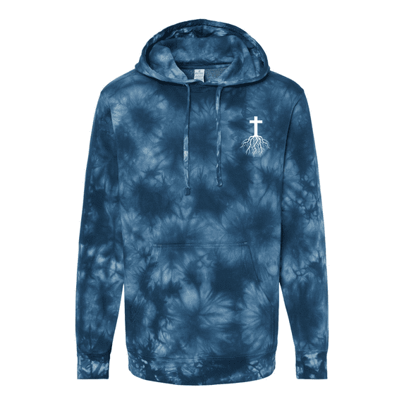 Trenz Shirt Company Mens Cross Root Crest Christian Tie-Dye Hoodie-Navy-large