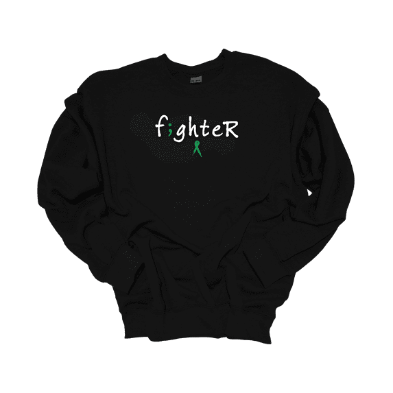 Trenz Shirt Company Mens F;ghter Green Ribbon Mental Health Awareness Crewneck Sweatshirt-Black-4X-Large