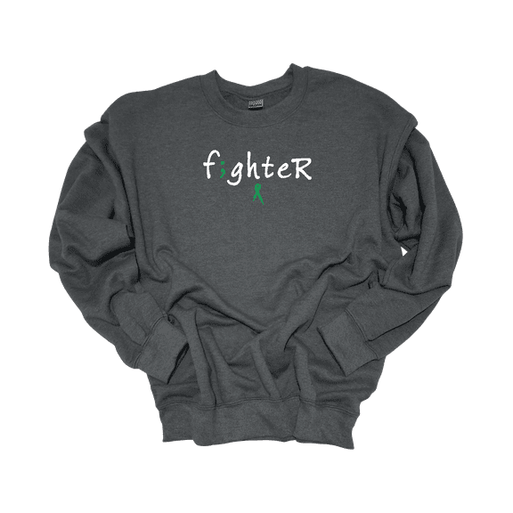 Trenz Shirt Company Mens F;ghter Green Ribbon Mental Health Awareness Crewneck Sweatshirt-Heather Grey-5X-Large