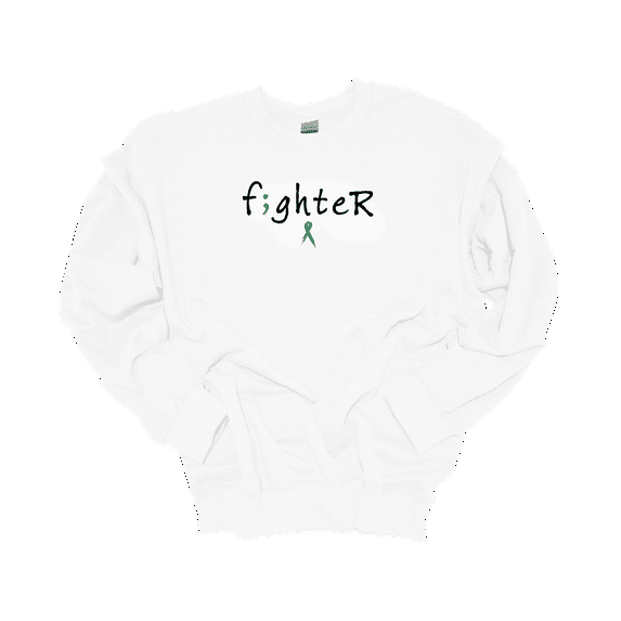 Trenz Shirt Company Mens F;ghter Green Ribbon Mental Health Awareness Crewneck Sweatshirt-White-X-Large