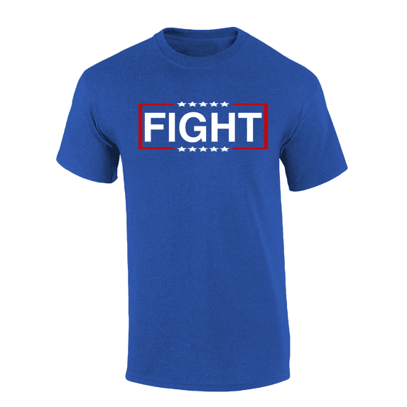Trenz Shirt Company Mens FIGHT with Box & Stars Outline Short Sleeve T-Shirt-Antique Royal-Large