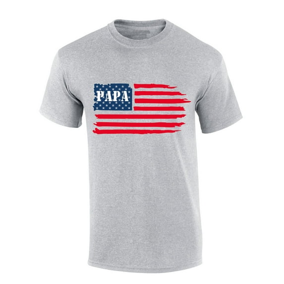 Trenz Shirt Company Mens Fathers Day Papa Flag Short Sleeve T-shirt-Sports Grey-xl
