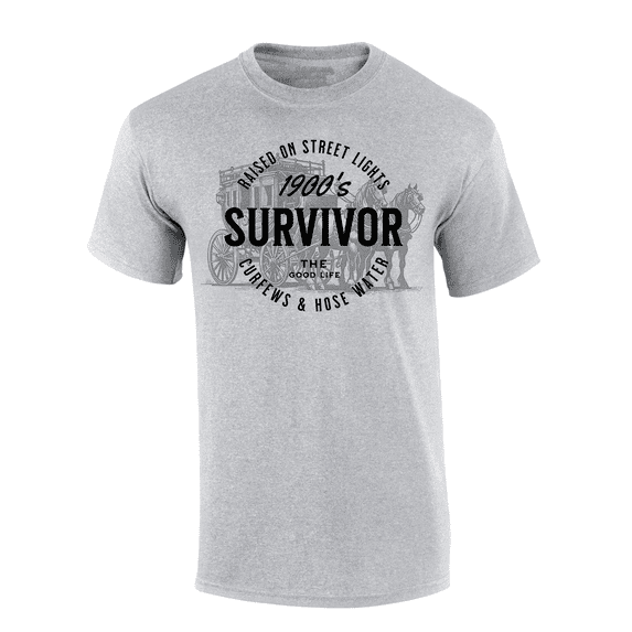 Trenz Shirt Company Mens Funny 1900's Survivor Circle Short Sleeve T-Shirt-Sport Grey-3X-Large