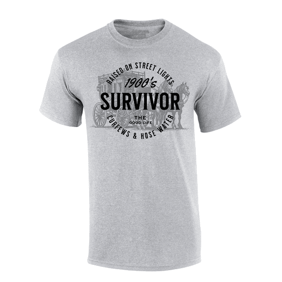 Trenz Shirt Company Mens Funny 1900's Survivor Circle Short Sleeve T-Shirt-Sport Grey-Small