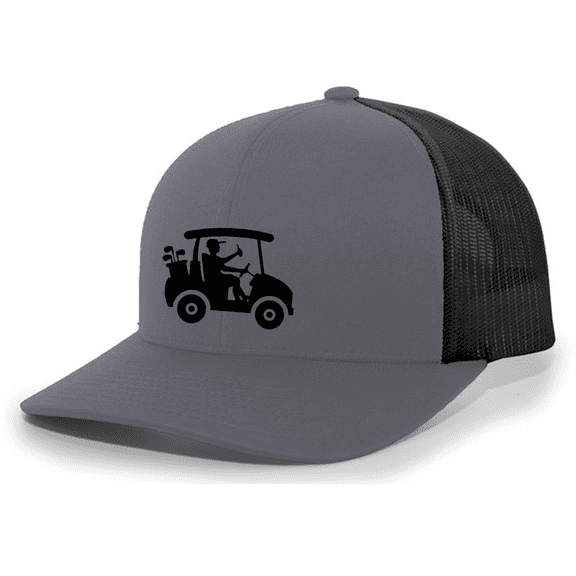 Trenz Shirt Company Mens Funny Beer Golf Cart Mesh Back Trucker Hat-Charcoal/Black