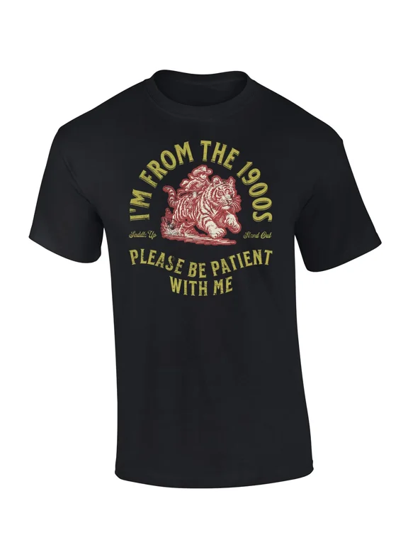 Trenz Shirt Company Mens Funny From The 1900's Tiger Saddle Short Sleeve T-Shirt