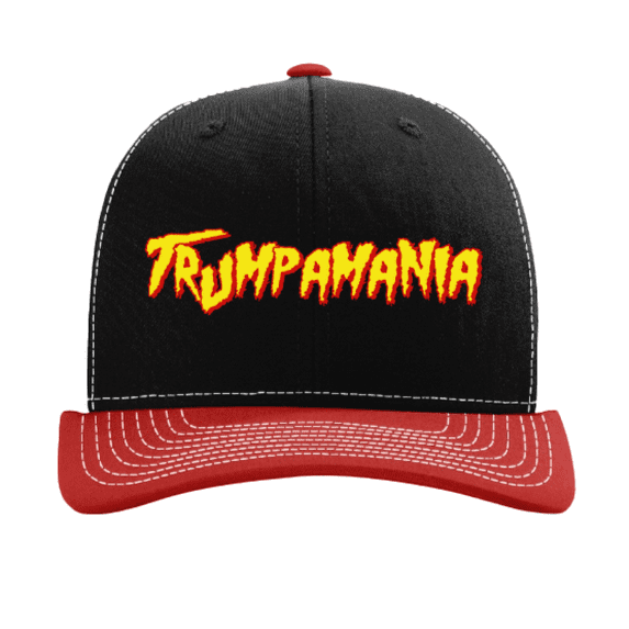 Trenz Shirt Company Mens Funny Grunge Trumpmania Mesh Back Trucker Hat-Black/Red/White