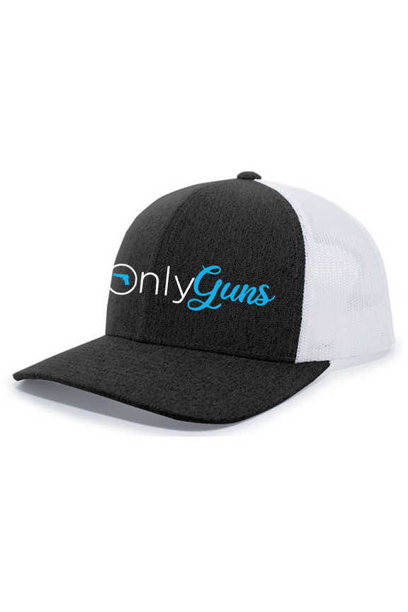 Mens Funny Political Only Guns Mesh Back Trucker Hat-Black Heather/White