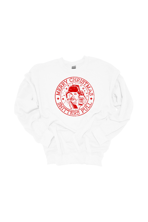 Mens Funny Shitter's Full Cigar Parody Circle Crewneck Sweatshirt-White-XX-Large