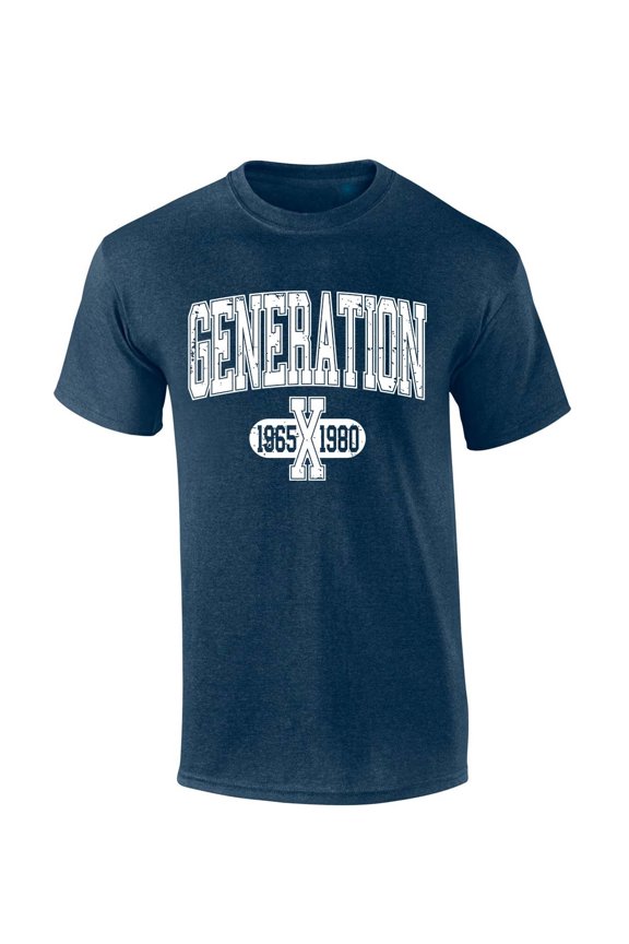 Mens Gen X Tshirt Generation X 1965-1980 Short Sleeve T-shirt-Heather Navy-xl