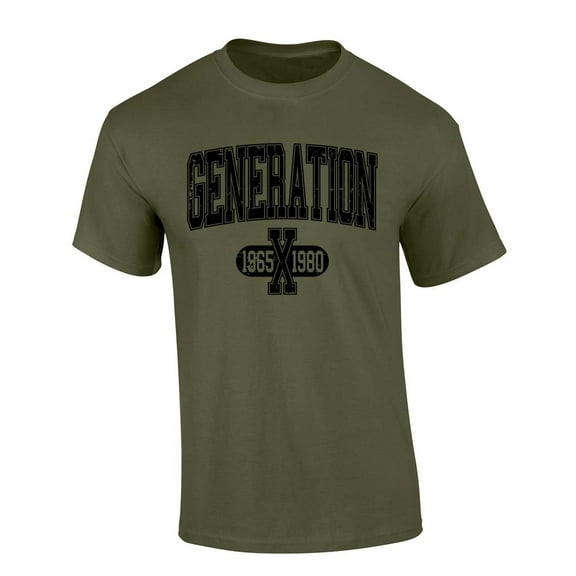 Trenz Shirt Company Mens Gen X Tshirt Generation X 1965-1980 Short Sleeve T-shirt-Military Green-large