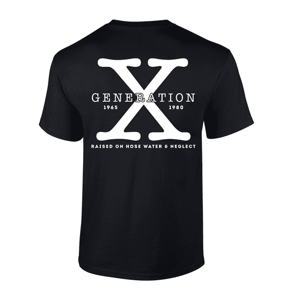 Trenz Shirt Company Mens Gen X Tshirt Generation X Raised On Hose Water and Neglect Short Sleeve T-shirt-Black-large