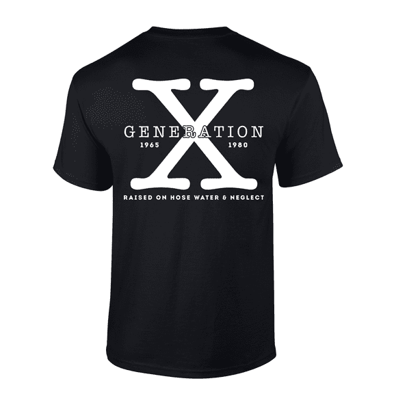 Trenz Shirt Company Mens Gen X Tshirt Generation X Raised On Hose Water and Neglect Short Sleeve T-shirt-Black-medium