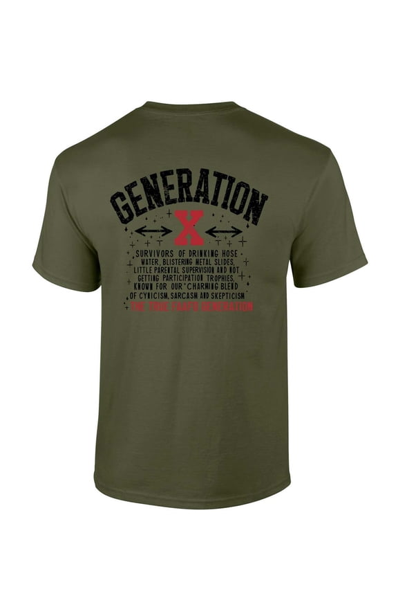 Mens Gen X Tshirt Generation X The FAAFO Generation Funny Short Sleeve T-shirt-Military Green-small
