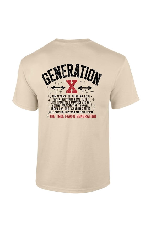 Mens Gen X Tshirt Generation X The FAAFO Generation Funny Short Sleeve T-shirt-Sand-medium