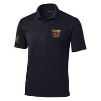 Trenz Shirt Company Mens Gold Trump 2024 Flag Embroidered Golf Polo-Black-3X-Large