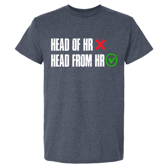 Trenz Shirt Company Mens Graphic Short Sleeve T-Shirt - Head Of HR, Head From HR Design-Heather Navy-medium