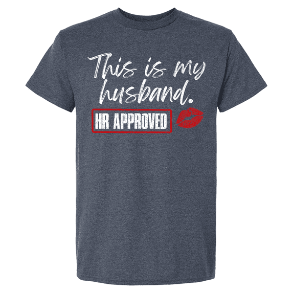 Trenz Shirt Company Mens Graphic Short Sleeve T-Shirt - This Is My Husband, HR Approved Design-Heather Navy-xl