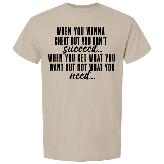Trenz Shirt Company Mens Graphic Short Sleeve T-Shirt - When You Wanna Cheat Design-Sand-small