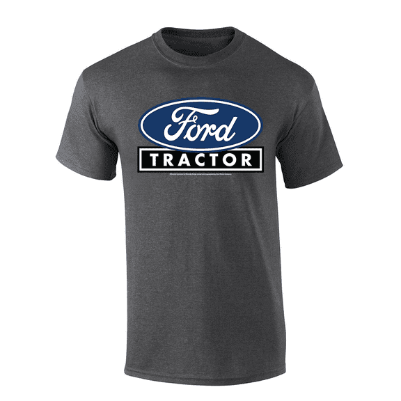 Trenz Shirt Company Mens Graphic T-Shirt - Distressed Ford Oval Tractor Design, Blue-Heather Grey-xl