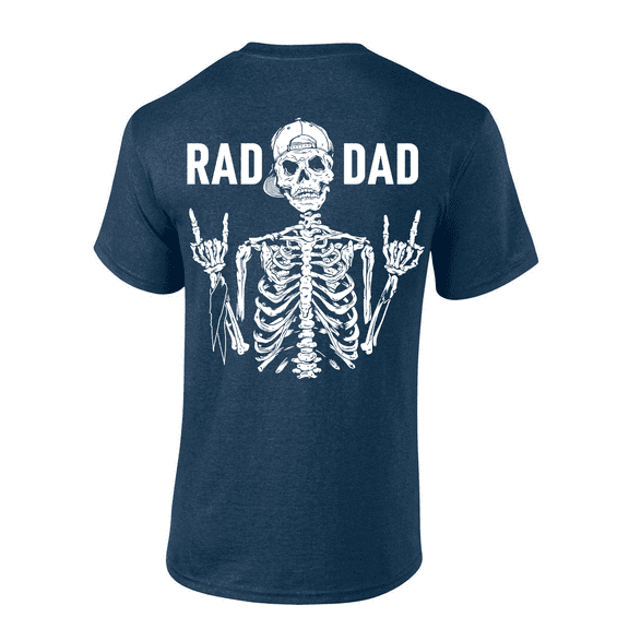 Trenz Shirt Company Mens Graphic T-Shirt - Rad Dad, Skeleton Rock On Symbol Design-Heather Navy-large