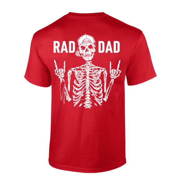 Trenz Shirt Company Mens Graphic T-Shirt - Rad Dad, Skeleton Rock On Symbol Design-Red-small