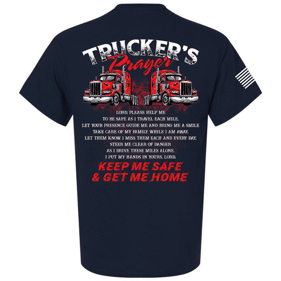 Trenz Shirt Company Mens Graphic T-Shirt - Trucker's Payer, Keep Me Safe & Get Me Home Design-Navy-xl