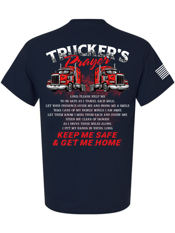 Mens Graphic T-Shirt - Trucker's Payer, Keep Me Safe & Get Me Home Design-Navy-xl