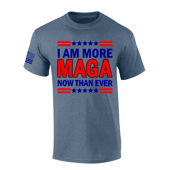 Trenz Shirt Company Mens More MAGA Now Red Blue Stars Short Sleeve T-Shirt-Heather Indigo-XX-Large