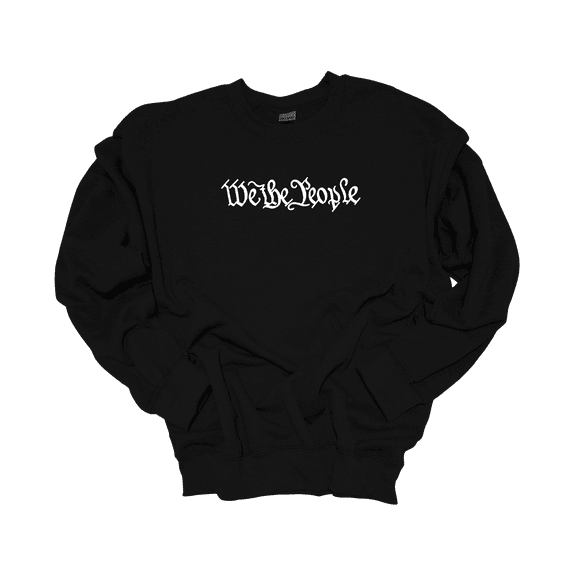Trenz Shirt Company Mens Patriotic We The People Embroidered Crewneck Sweatshirt-Black-Medium