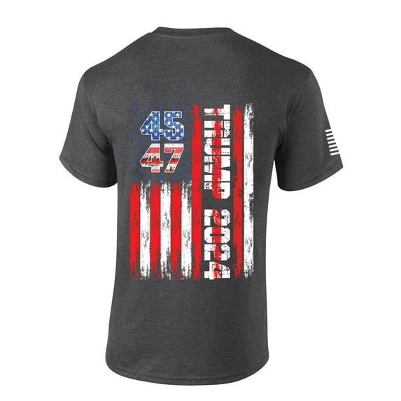 Trenz Shirt Company Mens Trump Tshirt Trump 45 47 American Flag Short Sleeve T-shirt-Heather Grey-small