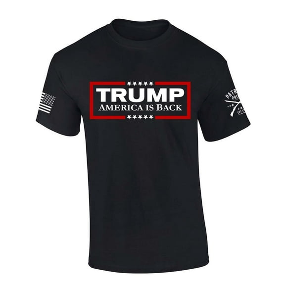 Trenz Shirt Company Mens Trump Tshirt Trump America Is Back Short Sleeve T-shirt-Black-4xl