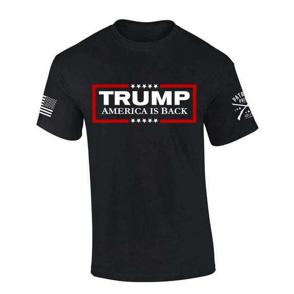 Trenz Shirt Company Mens Trump Tshirt Trump America Is Back Short Sleeve T-shirt-Black-medium