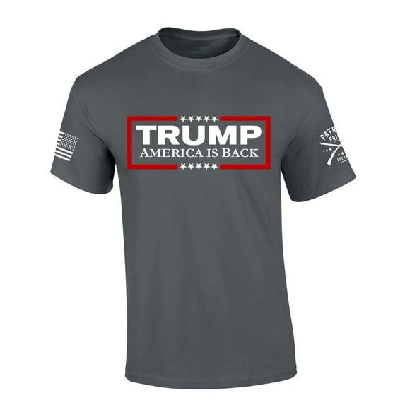 Trenz Shirt Company Mens Trump Tshirt Trump America Is Back Short Sleeve T-shirt-Charcoal-xxl