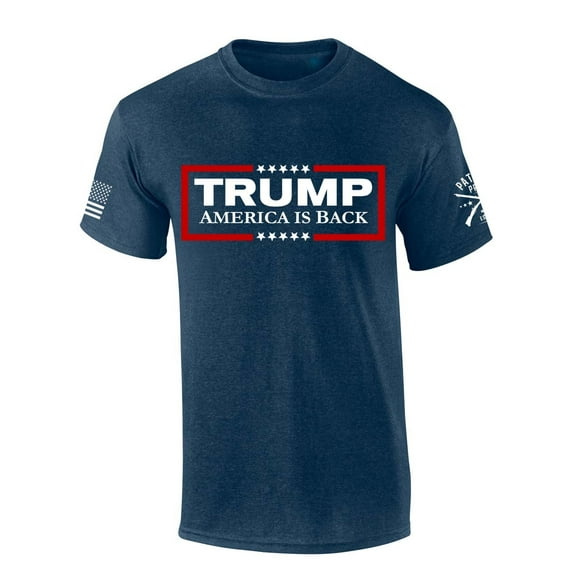 Trenz Shirt Company Mens Trump Tshirt Trump America Is Back Short Sleeve T-shirt-Heather Navy-large