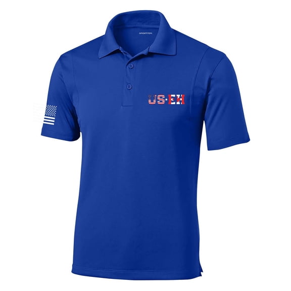 Trenz Shirt Company Mens USA Canada US EH American Flag Maple Leaf Canadian Flag Embroidered Golf Polo-True Royal-X-Large