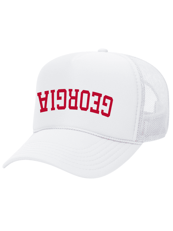 Mens Upside Down Georgia Football Foam Trucker Hat-White