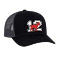 thumbnail image 1 of Trenz Shirt Company New England #12 Goat Trucker Mesh Snapback Hat-Black-Graphite Mesh, 1 of 4