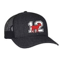 thumbnail image 1 of Trenz Shirt Company New England #12 Goat Trucker Mesh Snapback Hat-Black Heather-Black Mesh, 1 of 4