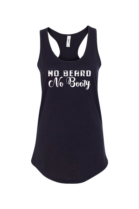 No Beard No Booty Ladies Racerback Tank Top-Black-large
