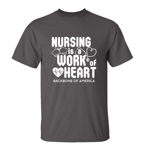 Trenz Shirt Company Nursing Heart Short Sleeve T-shirt-Charcoal-small