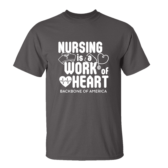 Trenz Shirt Company Nursing Heart Short Sleeve T-shirt-Charcoal-xxxl