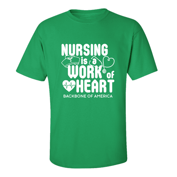 Trenz Shirt Company Nursing Heart Short Sleeve T-shirt-Kelly Green-small