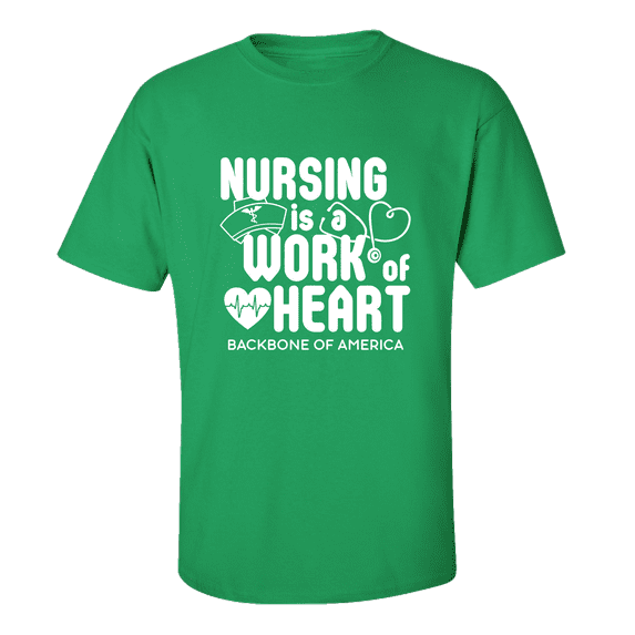 Trenz Shirt Company Nursing Heart Short Sleeve T-shirt-Kelly Green-xxxl